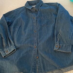 Women’s Ava and Viv Blue Denim Button-Up Shirt, Size 3X